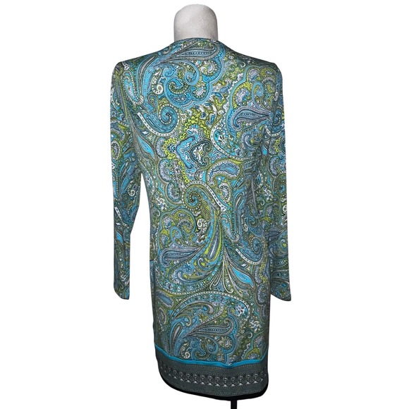 MICHAEL KORS Paisley Print Boat Neck Long Sleeve Shift Dress Women's Size M - Picture 5 of 9